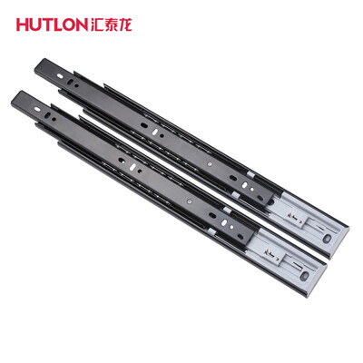 

Hutlon Drawer track rail damping damper wardrobe cabinet three-section rail guide chute mute thick black DS-380-12