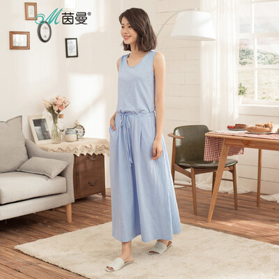 

INMAN 2018 summer new style temperament small fresh self-cultivation sleeveless vest dress long skirt 18821VP03750 pink blue
