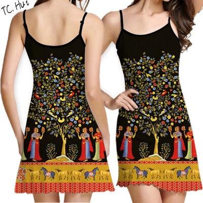 

2018 Europe&the United States new fashion sweet small fresh digital printing dress waist vest skirt