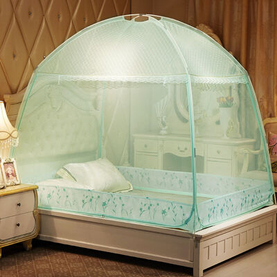 

Antarctic NanJiren mosquito net upgrade version three-door zipper yurt mosquito net water blue 18 m bed