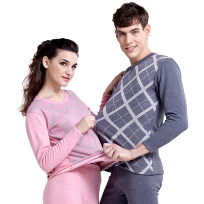

Antarctic (Nanjiren) N033D10031A thermal underwear men and women printing body sculpting jacquard plus velvet thickening suit female pink XL