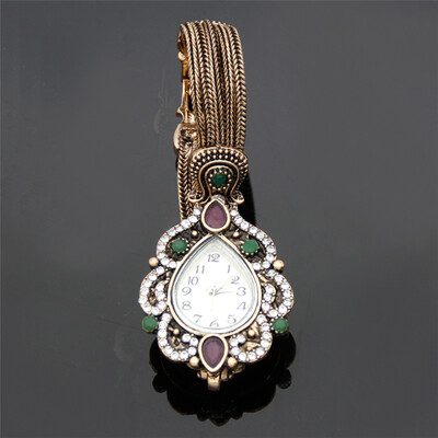 

Fashion Turkish Women Bracelets Watches Resin Crystal Flower Bracelet Quartz Watch Vintage Casual Clock Wristwatch Love Bijoux
