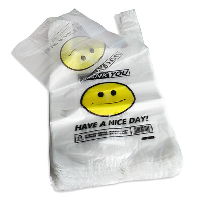 

Shan Shili 100 shopping bag tote bag plastic bag convenient bag vest bag garbage bag vest bag supermarket food bag packaging bag transparent thickening smiley face storage bag 3250cm