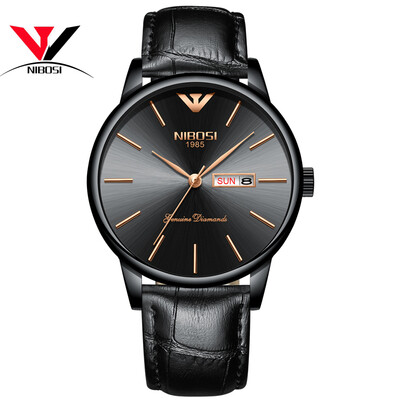 

Saat NIBOSI Business Ultra Thin Mens Watches 2018 Top Brand Luxury Quartz Stainless Steel Watches Men Fashion Calendar Date Week