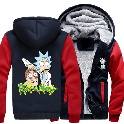 

2018 New Men Hoodies PEACE AMONG WORLDS RICK AND MORTY pattern Fleece Coat Baseball Uniform Sportswear Jacket wool