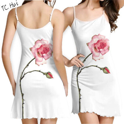 

2017 Summer Real Knee-length Straight Dress Women Fashion Bohemia Floral Printing Harness Dress