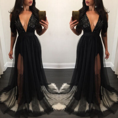 

Sexy Women Sequins Evening Formal Party Cocktail Bridesmaid Prom Gown Long Dress