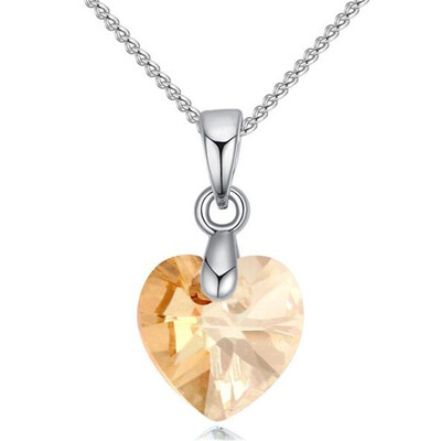 

Heart Pendants Necklaces Crystal from Austrian White Gold Plated Chain Necklace for Women New Female Ladies Gift 25774