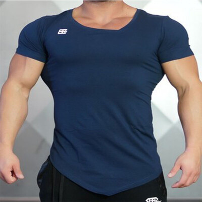 

Muscle Fitness Brothers Mens Sports Outdoor Running Training T-Shirt Slim Elastic Breathable Short Sleeve
