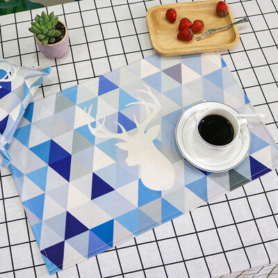 

Yuanyuan Nordic geometric deer cotton mats fabric mat photo background cloth blue gray