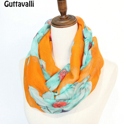 

Guttavalli Women New Spring Flowers Print Ring Shawl Stripes Vintage Soft Loop Scarf Winter Floral Chevron Leaf Infinity Scarves