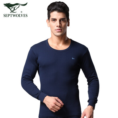 

Seven wolves Qiuyi Qiuku mens thermal underwear cotton base thin suit mens round neck autumn&winter cotton sweater 98101A wine red