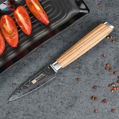 

FINDKING Brand damascus knife 35 inch fruit knife zebra wooden damascus steel kitchen knives paring knife