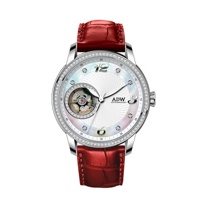 

Luxury ADW Brand Ladies Watch Pearl Dial Leather Strap Automatic Mechanical Watch Women Clock Waterproof Fashionable Watch