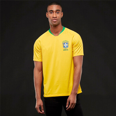 

2018 World Cup Brazil Home Soccer Jersey Short Sleeve Jersey Fans Edition