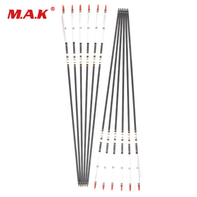 

12 pcs 80cm Spine 500 Carbon Arrows Metal OD76mm ID62mm with Turkey Feather for Practice Hunting Shooting Archery