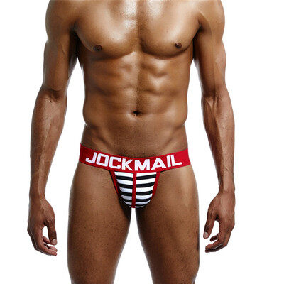 

JOCKMAIL Mens Underwear Thongs Sexy Stripe Ding Pants Cotton Sweat Appeal Panties GAY
