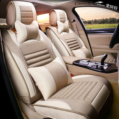 

Purple wind chime car seat four seasons universal imitation linen full car seat cushion Ang Kewei Wei Lang Tucson Ling Pai Ang Kewei Lang Yi Ying Lang Kai Mei Rui seat cover K01 Deluxe Edition - warm rice