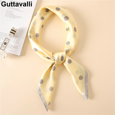 

Guttavalli Fashion Women Dots Print Ties Small Chevron Summer Sunscreen All-match Scarves Silk Imitation Skinny Geometric Wraps