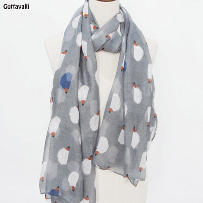 

Guttavalli Women Fashion Hedgehog Long Shawl Vintage Winter Female Hedgepig Autumn Scarf Bohemia Chevron Animals Striped Scarves