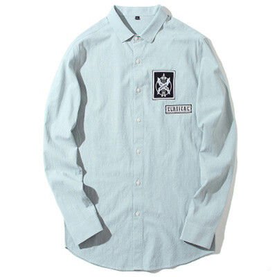 

Mens long-sleeved cotton embroidered shirt