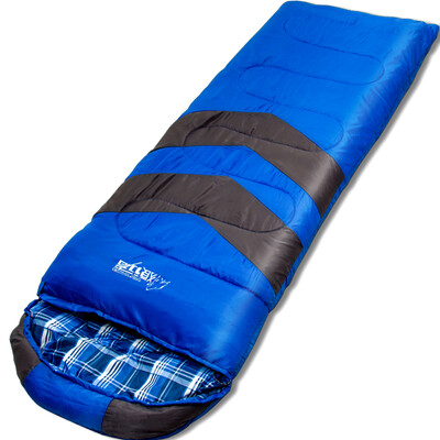 

Wolf walker outdoor sleeping bag hiking camping warm cold stitching single envelope thick cotton sleeping bag 165 blue