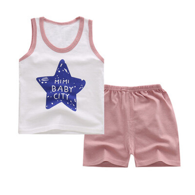 

Summer Baby Clothing Set Cartoon Boys Girls Children Clothes Set Sport Infant Kid Suits Tracksuits Cotton Vest Pants