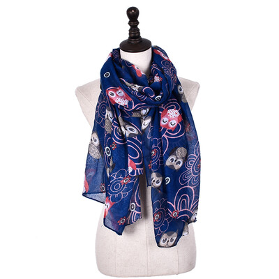 

Jeouly 2018 new style owls long scarf Girl Dots Flowers women Scarves Soft Bohemia Vintage Animal shawl&wraps Stripes