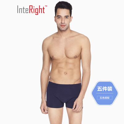 

INTERIGHT underwear mens stretch cotton reinforced net color middle waist boxer five boxed mixed color XXXL