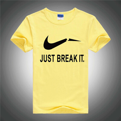 

New Mens Fashion Casual Short SleeveJUST BREAK IT Print Cotton Plain Lined Slim Sport T-Shirt
