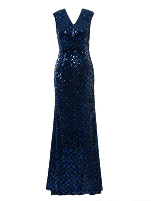 

CAZDZY V-Neck Sheath Zipper-Up Sequins Mermaid Evening Dress
