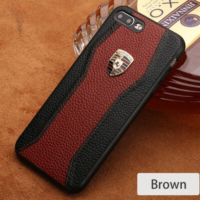 

LANGSIDI натуральный кожаный чехол для iPhone 7 Plus с высоким качеством Litchi Texture Car Logo Back Cover