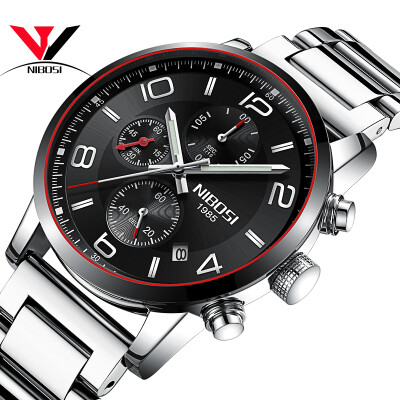 

NIBOSI Quartz Watch Men Sports Men Watch Fashion Top Brand Luxury Waterproof Watches Leather Steel Strap Male Clock Quartz Movemet