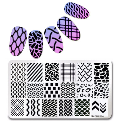 

Line Style Nail Art Rectangle Stamping Template Fish Scale Leopard Debris Manicure Image Plate DIY Nail Painting Mezerdoo4