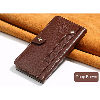 

Luxury Genuine Leather flip Case For iPhone X 6 7 8 Plus Litchi Texture Card slot phone cover