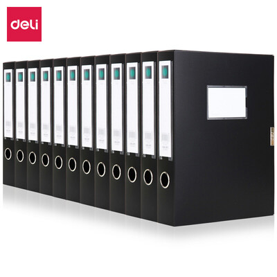 

Deli 5603 Thickened Large Capacity PP Glue File Box A4 55mm Black 12 Pack