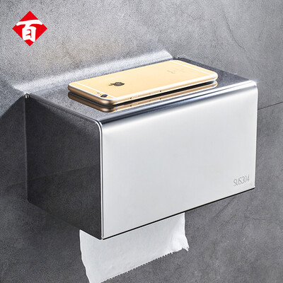 

Hundred words bathroom tissue box free punching bathroom paper towel holder waterproof toilet paper roll paper tube wall hanging rack long section
