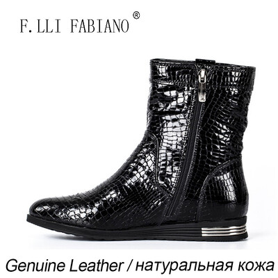 

Persun good quality boot winter balck pebbling patent leather short boots causl style women boots