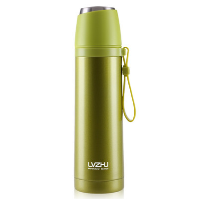 

Jingdong supermarket] green beads lvzhu 400ml vacuum insulation cup 304 stainless steel straight cup body outdoor sports portable rope men and women children holding water cup K157 agate red