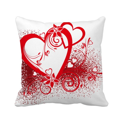 

White Red Hearts Flowers Valentines Day Square Throw Pillow Insert Cushion Cover Home Sofa Decor Gift