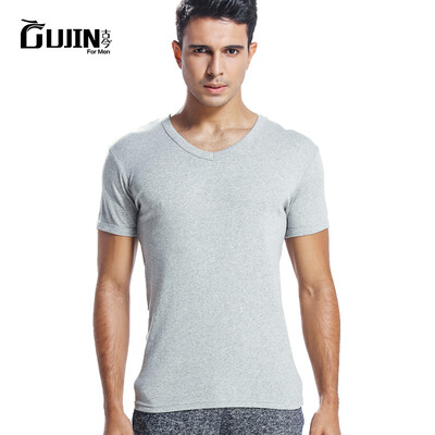 

Ancient&modern mens cotton youth mens short-sleeved T-shirt mens solid color Korean version of loose casual sports shirt t-shirt male EAGSJ52 round neck - black