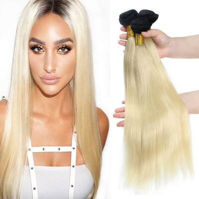 

Nami Hair Ombre 3 Bundles 1b / 613 Блондинка для бразильских прямых волос для волос с двумя тонами 10 "-22"