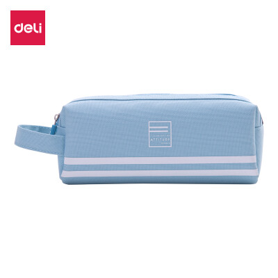 

Deli deli large capacity portable multi-layer pen bag multi-function Oxford cloth pencil storage bag ice blue 66772