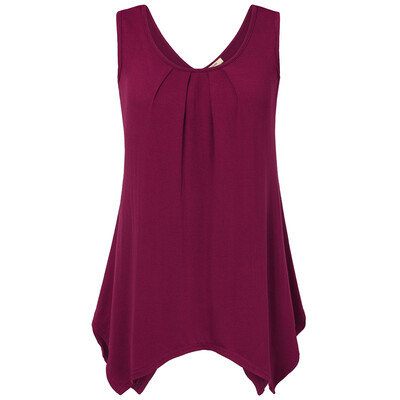 

Timeson Summer Sleeveless Irregular Hem Solid Tee Women Tanks Long Loose Tunic Casual Vest Plus Size  Female Knitted Tops