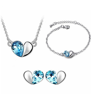 

Hot Sell Lovely Heart Bridal Jewelry Sets Earrings Necklaces Pendants Bracelets For Women Brides 5016