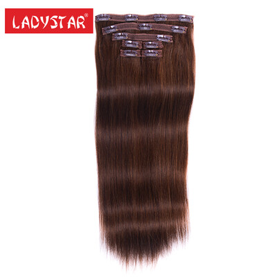 

LADYSTAR Клип в наращивании человеческих волос Чистые цвета Блондинки 100% Remy Человеческие волосы Зажимы для волос Remy 7 шт / с