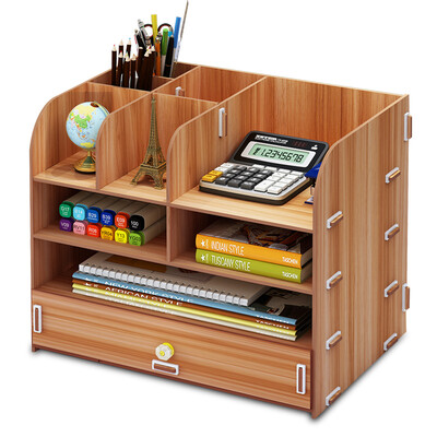 

Wanshijia desk storage box office supplies large multi-layer drawer file rack wooden storage box JD-B03 white maple