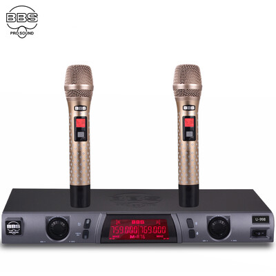 

BBS U-998 Wireless Microphone One for Two Performance Microphone Conference Host Karaoke Anti-howling Microphone Gold