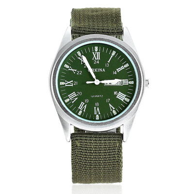 

ORKINA P1012 Mens Military Style Double Calendar Watches w Luminous PointerRoman Dial - Army Green