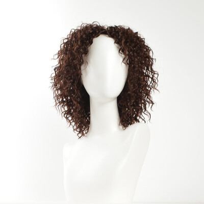 

QianBaiHui Curly Wigs for Black Women Brown Short Afro Wigs Kinky Curly Style Hair Synthetic Wig with Wig Cap
